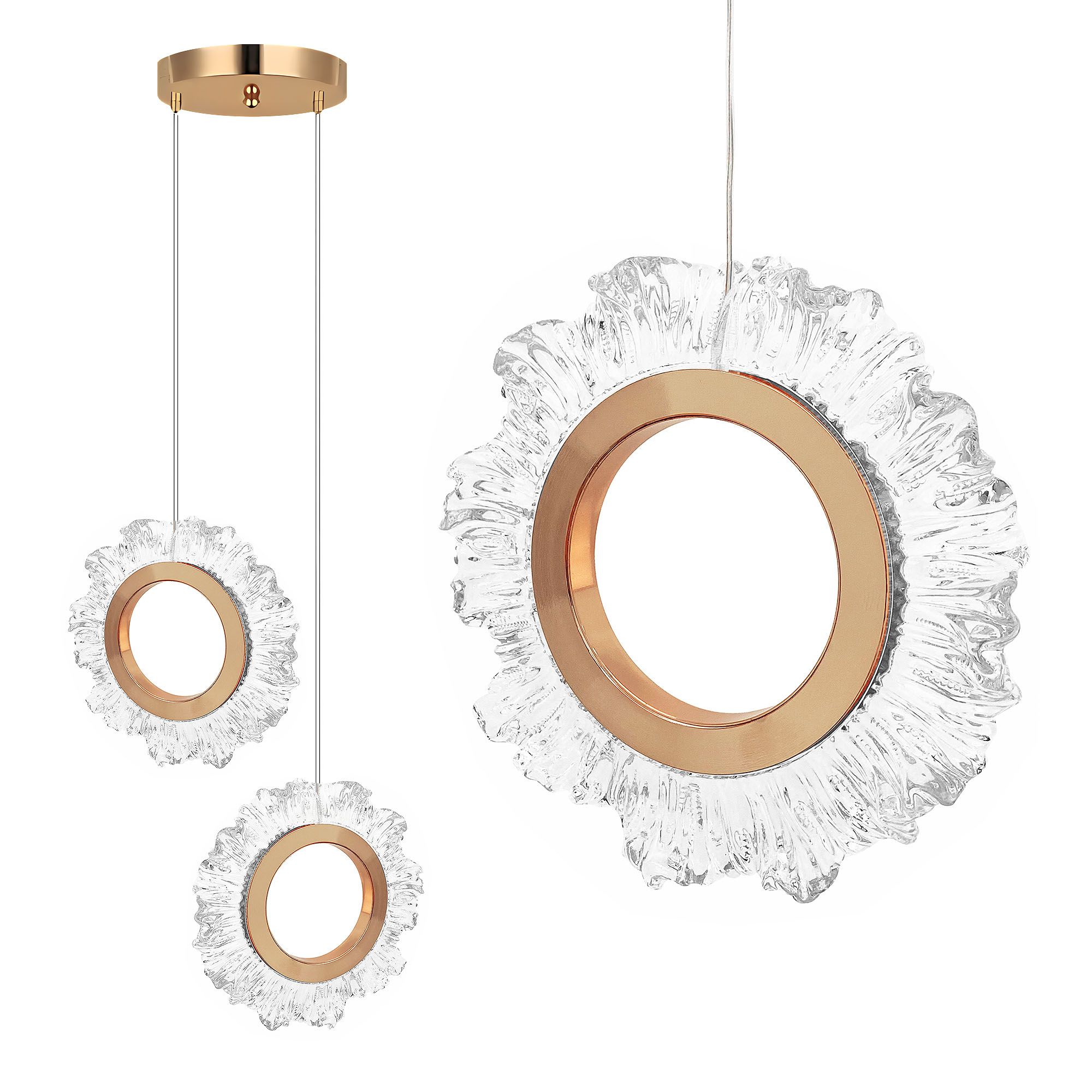 TOOLIGHT hængende loftlampe LHJ103-2CP LED Guld/Rosaguld 163x4x20cm