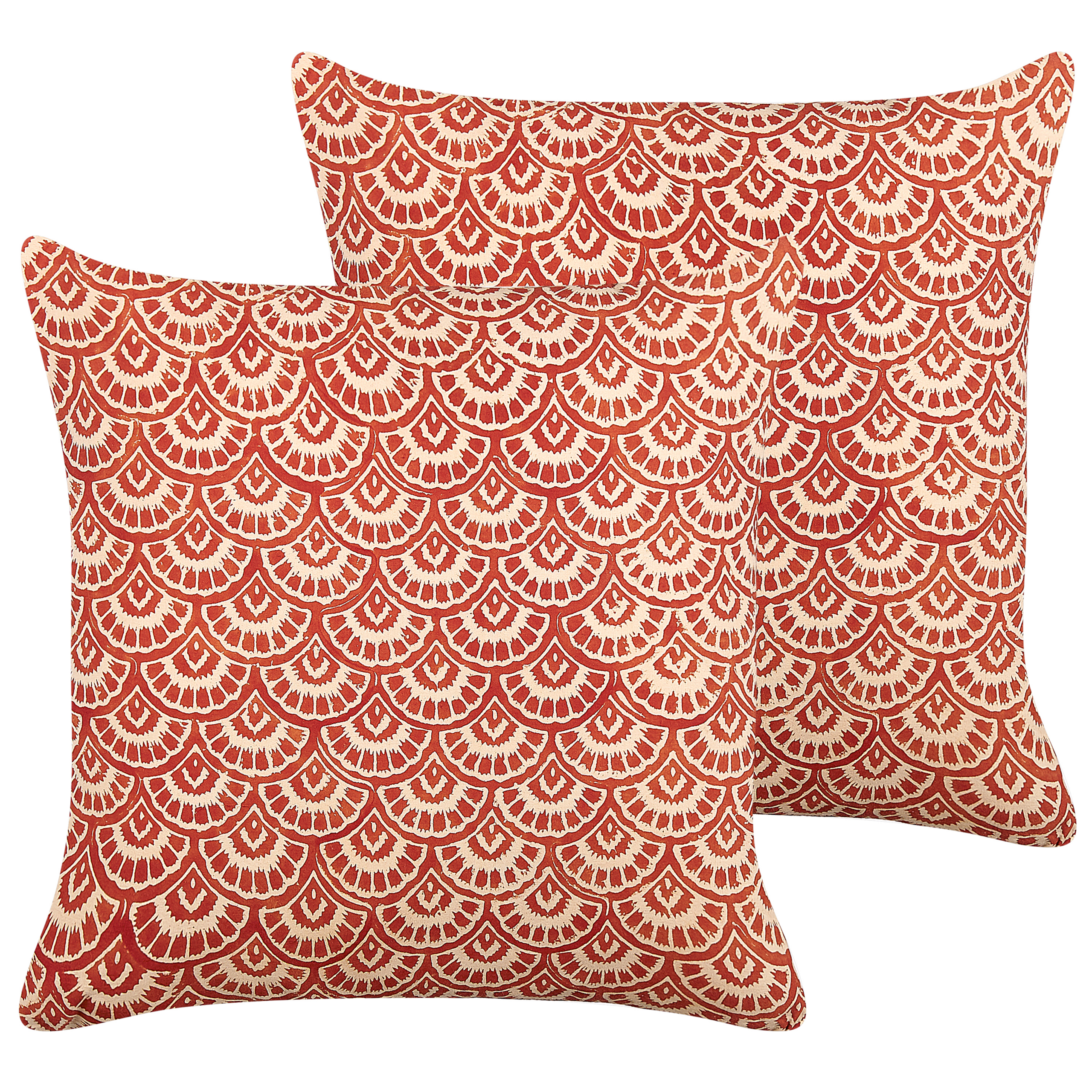 Sæt af 2 pyntepuder RHUS 45 x 45 cm Bomuld Rød Geometrisk mønster