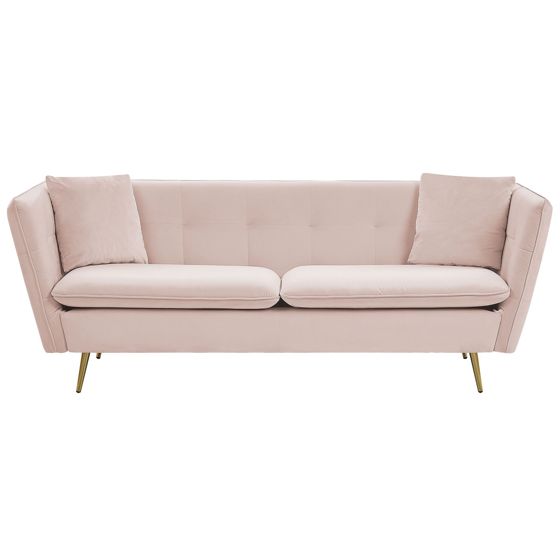 Sofa 3 personers FREDERICA Velour Lyserød
