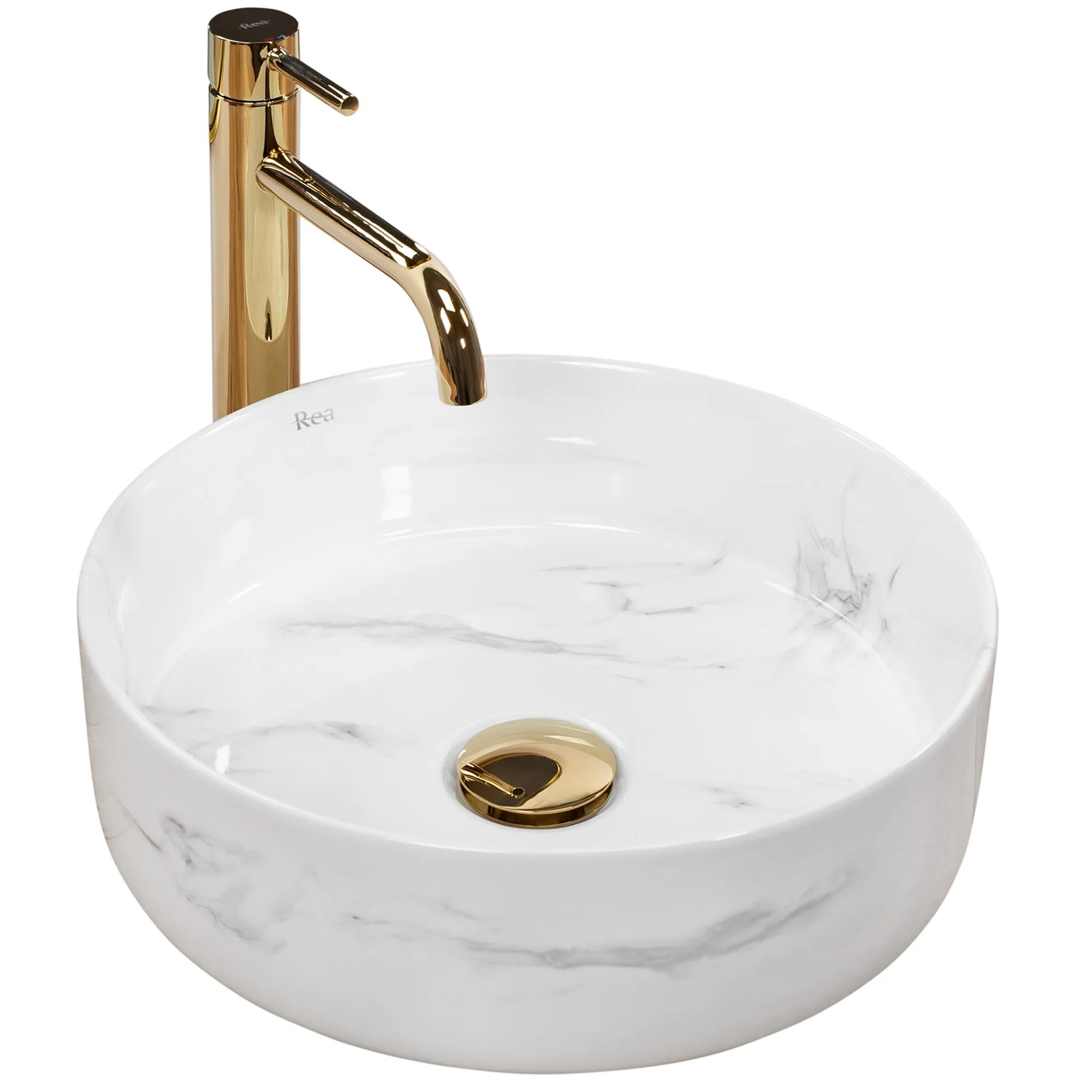 REA bordmonteret håndvask SAMI NATURE MARBLE Hvid, 36x36x11,5cm