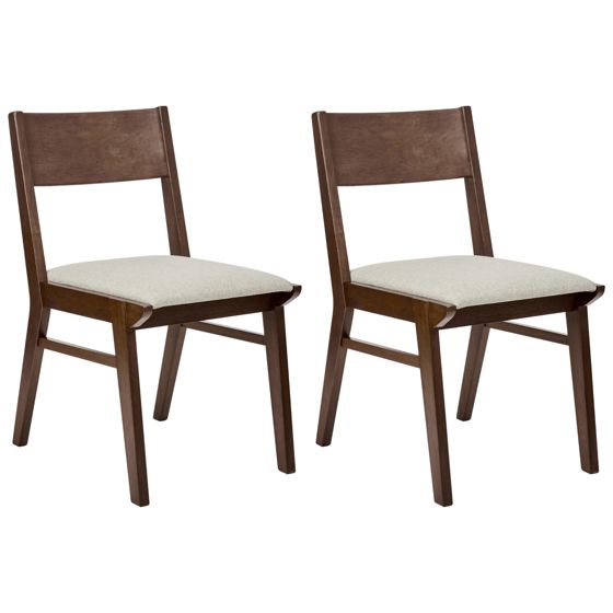Sæt med 2 spisebordsstole ENOLA Træ Brun/lys beige
