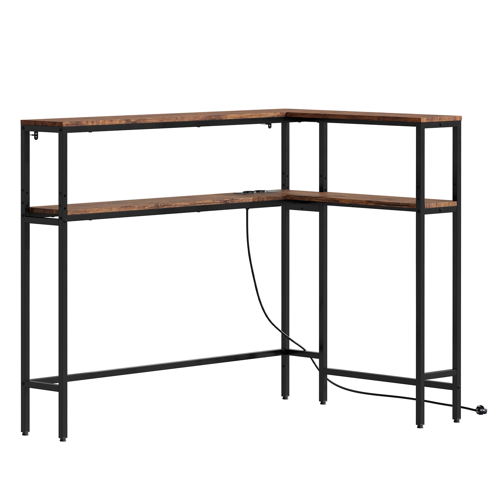 Hjørnebord med 2 hylder, brun, 120.0x80.0x101.0 cm, FSB105-E-N
