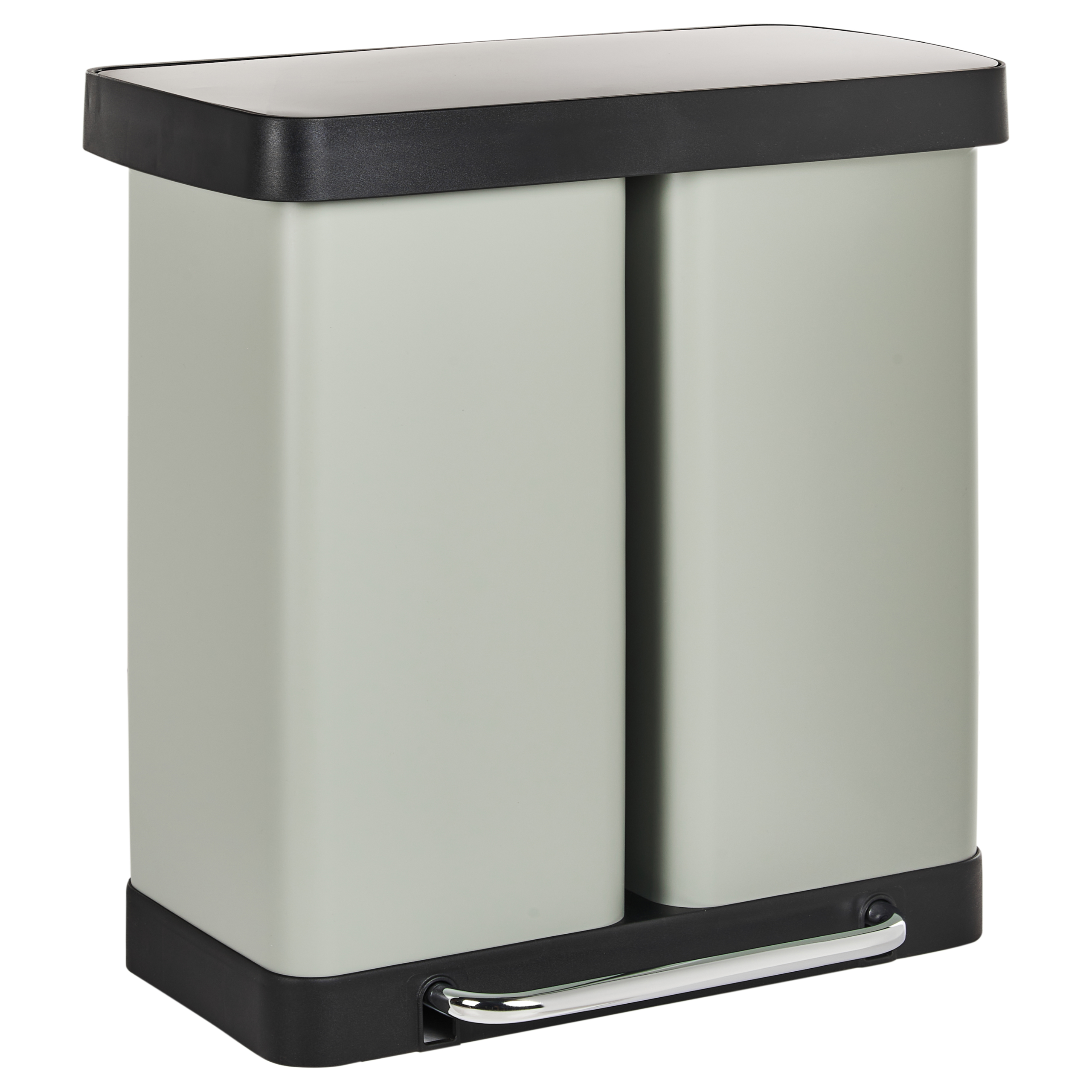 Dobbelt affaldsbeholder med pedal 60 L ECOSORT Metal Lysegrøn