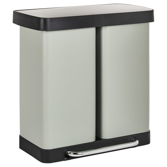 Dobbelt affaldsbeholder med pedal 60 L ECOSORT Metal Lysegrøn