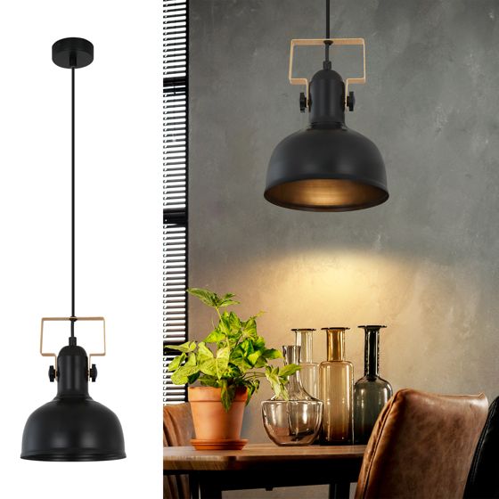 NETTLIFE Vintage - pendellampe, 1 flamme, sort, retro, industriel, E27-fatning, maks. 40 W