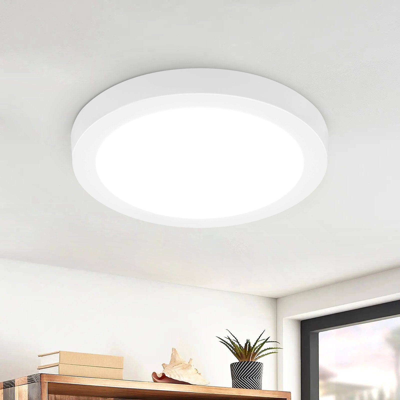 NETTLIFE LED loftlampe, 5000K 23CM, Rund IP44Hvid 18WBadeværelseslampe, Moderne CoolVandtætTil køkken, kontor