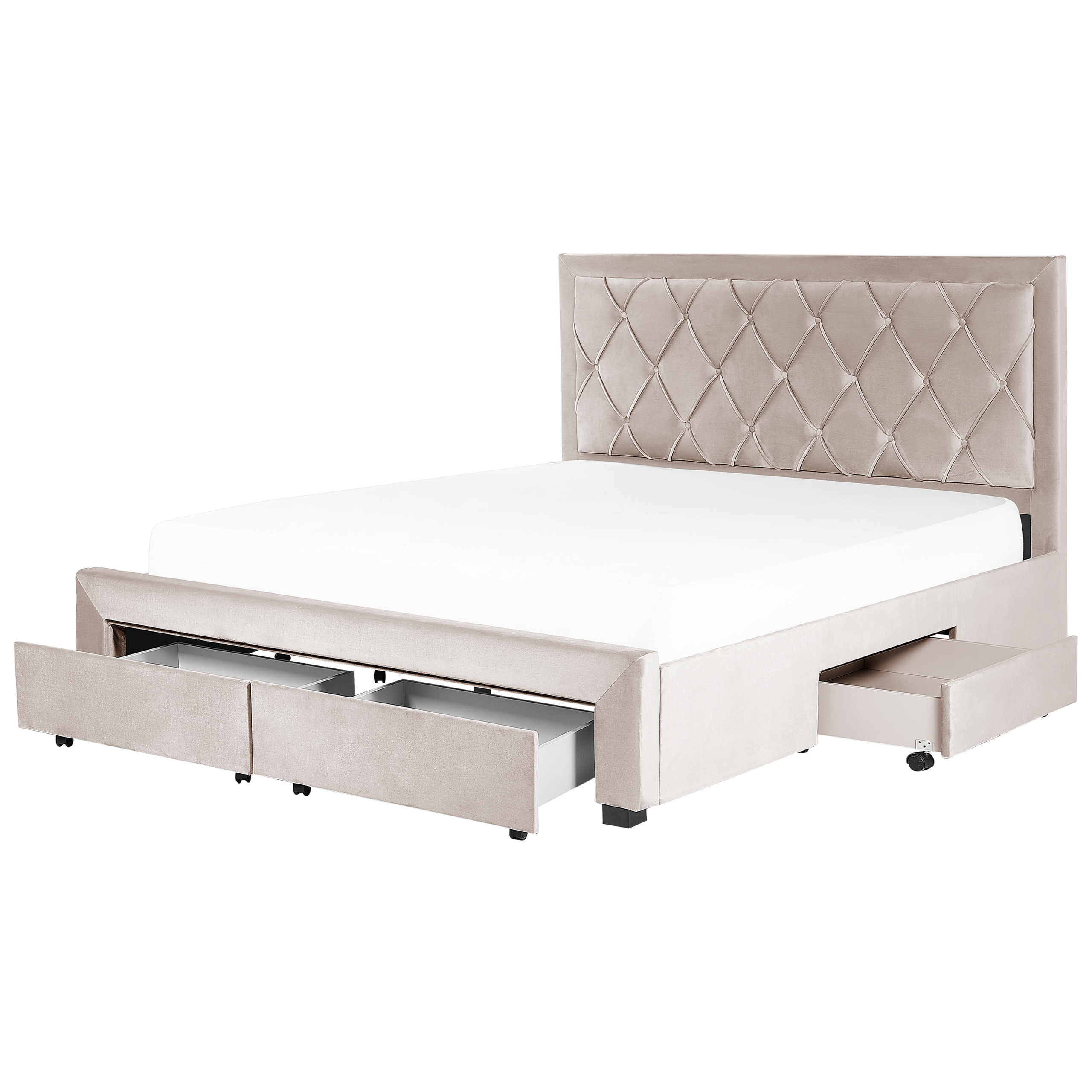 Seng med skuffer til opbevaring LIEVIN Velour Beige 180 x 200 cm