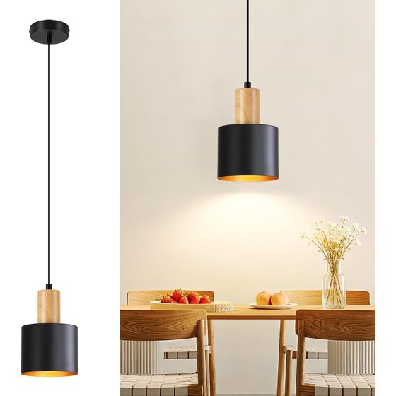 NETTLIFE Vintage Hængende Sort E27, Justerbar Loftlampe til Spisestue
