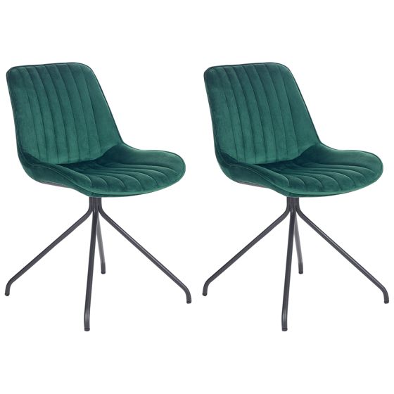 Sæt med 2 spisebordsstole NAVASOTA Velour Smaragdgrøn