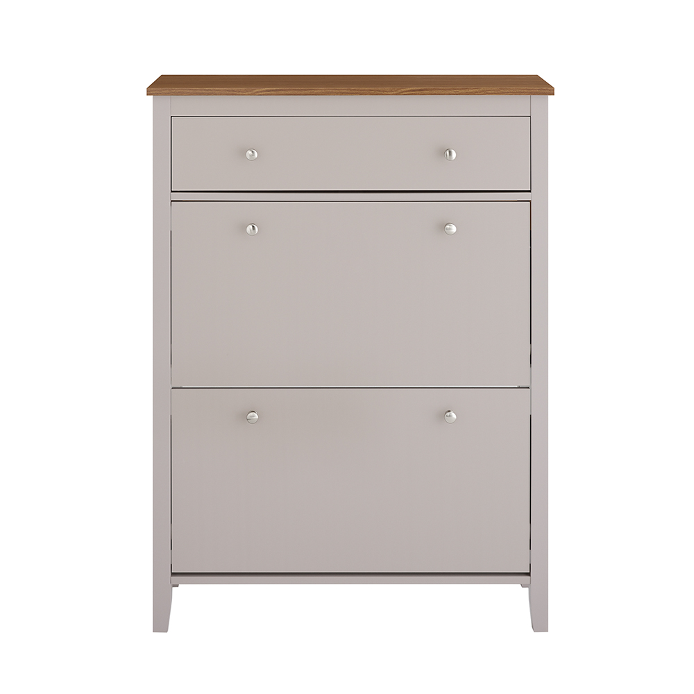 SoBuy FSR89-KA Slim Entrance Space-Saving Shoe Cabinet - Skoskab med skuffe og 2 foldedøre til 12 par - nordisk trædesign, nem montering, 78x24x108 cm, lysebrun
