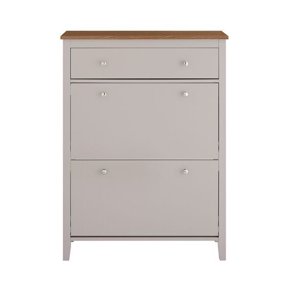 SoBuy FSR89-KA Slim Entrance Space-Saving Shoe Cabinet - Skoskab med skuffe og 2 foldedøre til 12 par - nordisk trædesign, nem montering, 78x24x108 cm, lysebrun