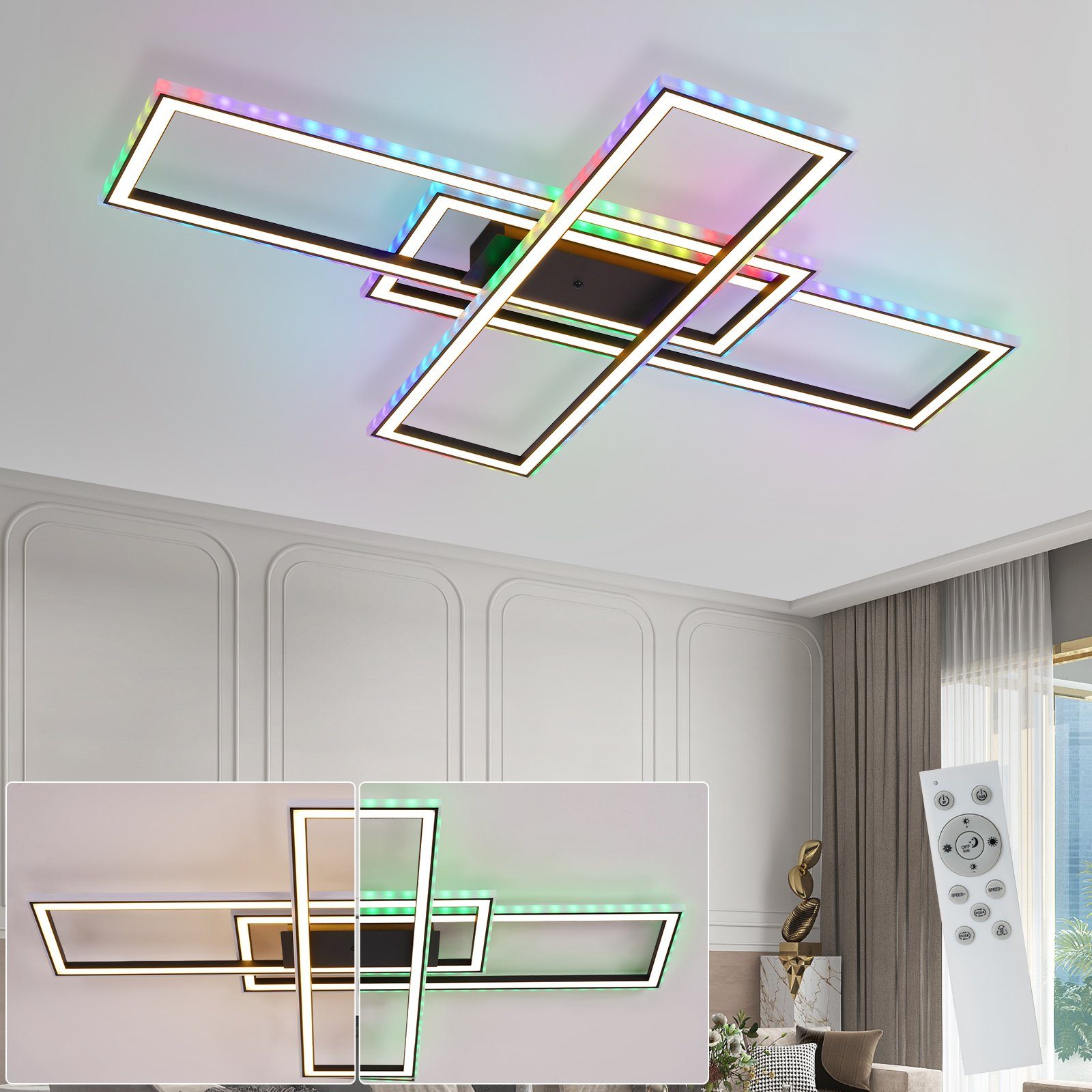 NETTLIFE LED loftlampe dæmpbar soveværelsesloftlampe med fjernbetjening loftbelysning