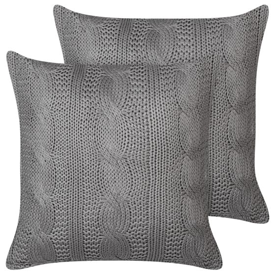 Sæt af 2 pyntepuder CONSTYLIS 45 x 45 cm Bomuld Mørkegrå Ensfarvet