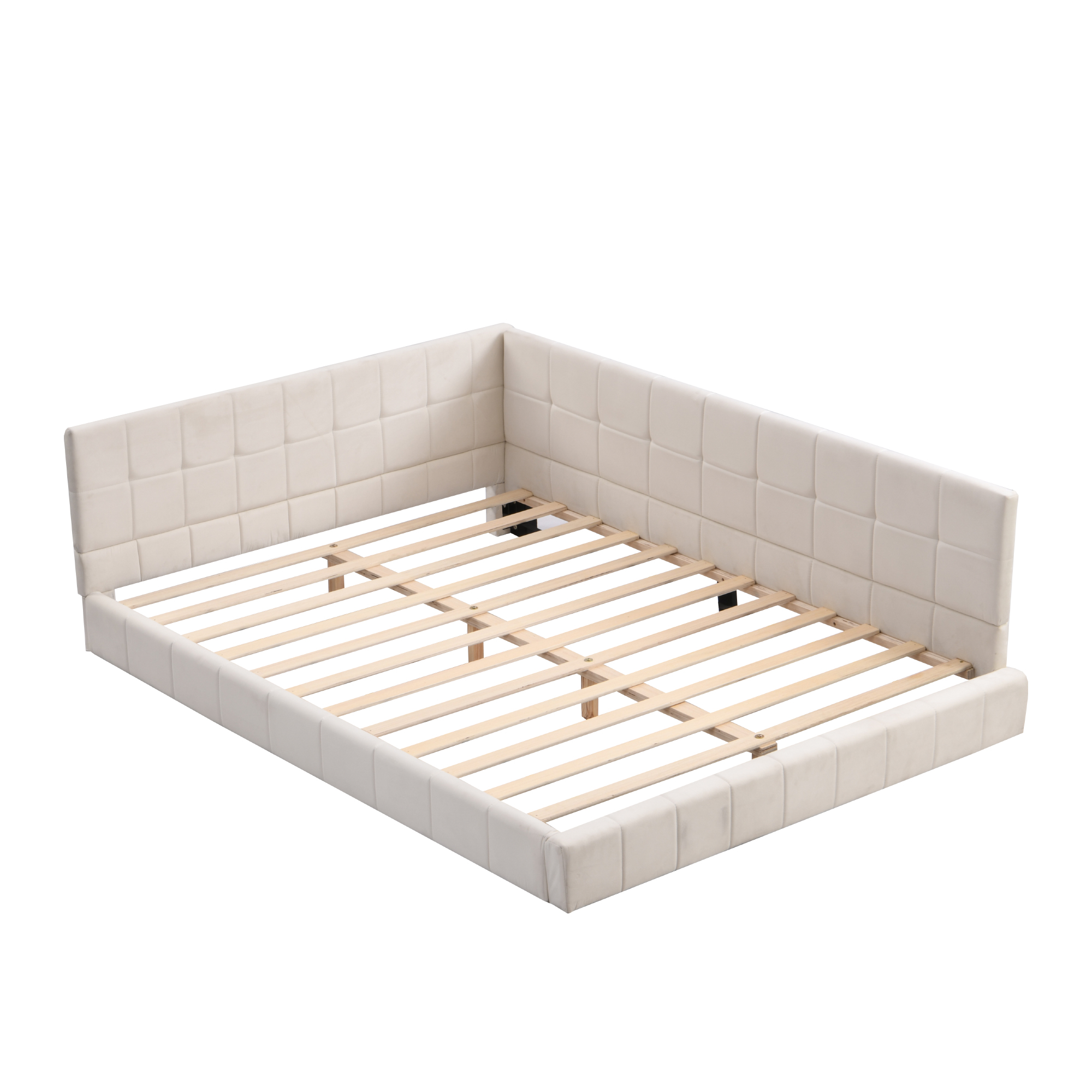 Betrukket sovesofa 140 x 200 cm, beige fløjl
