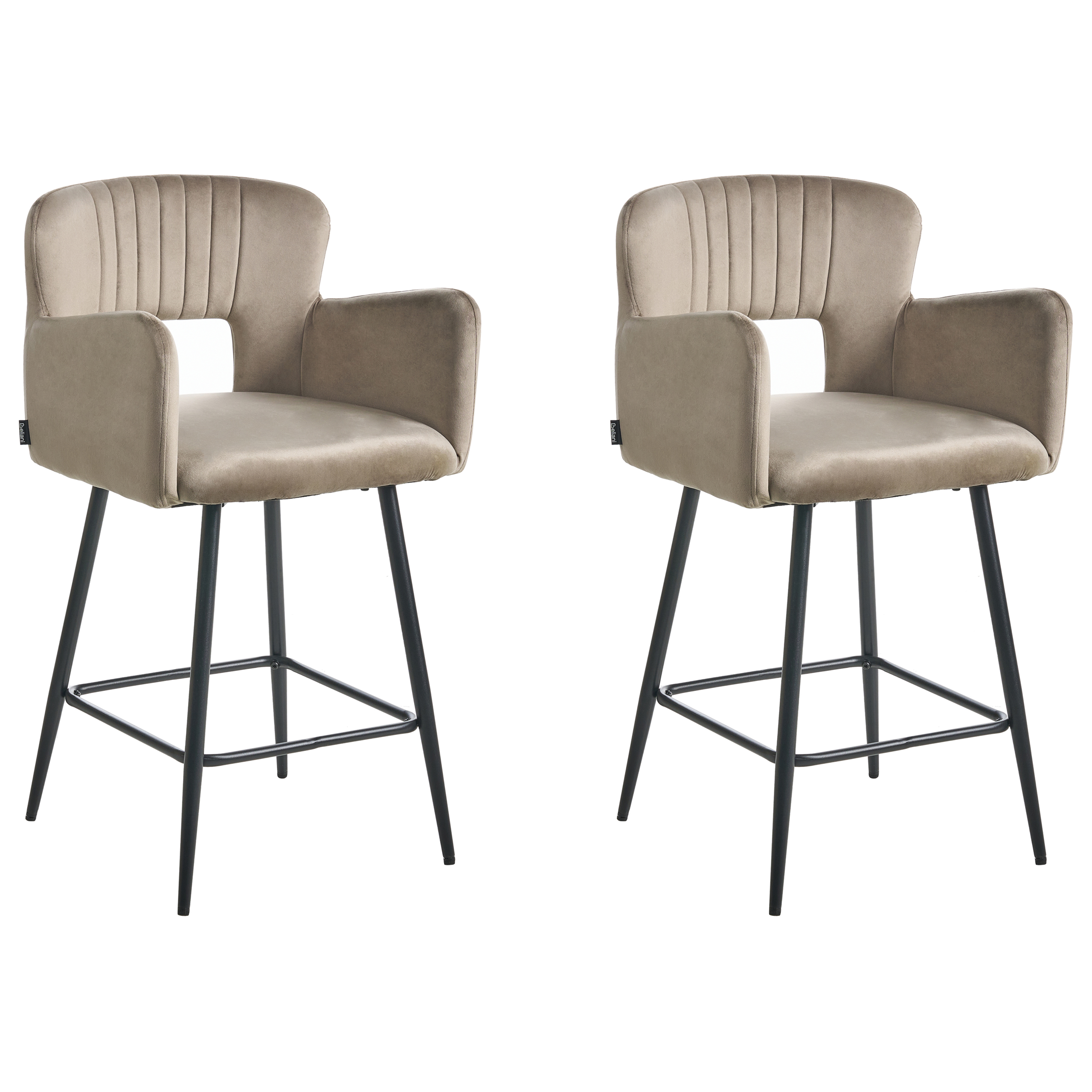 Sæt med 2 barstole SANILAC Velour Brungrå