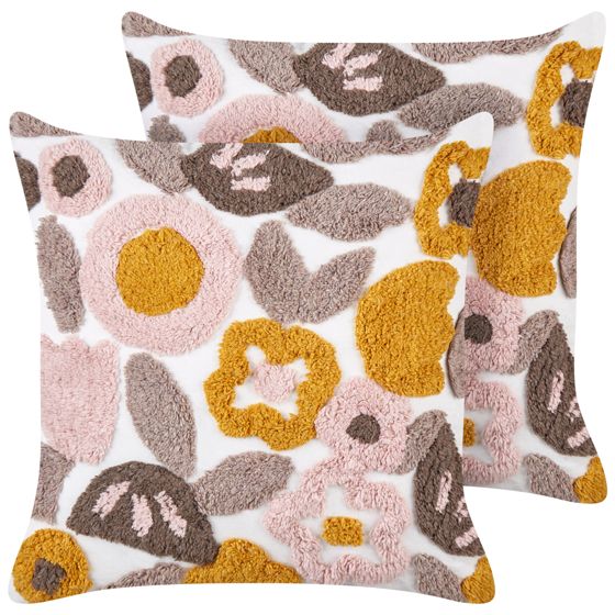 Sæt af 2 pyntepuder KANDIARO 45 x 45 cm Bomuld Multifarvet Blomstermønster