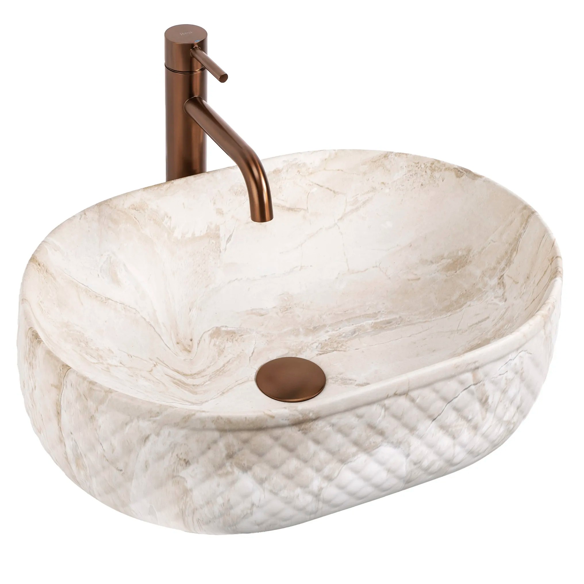 REA bordmonteret håndvask Oktawia Kallisto Beige, 50x35,5x15cm