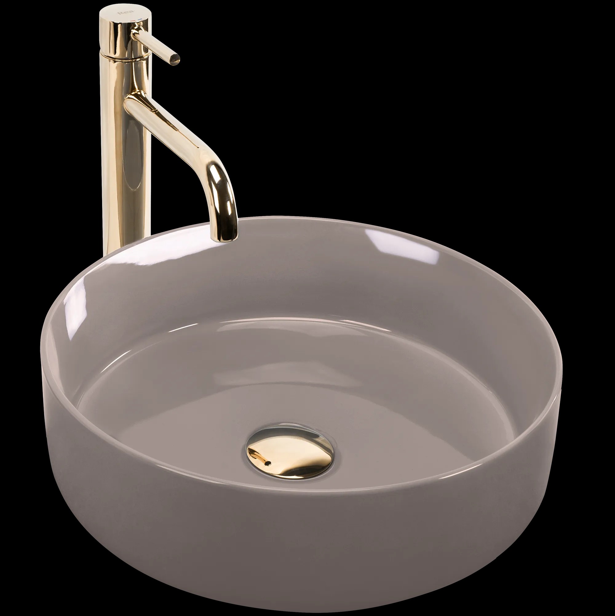 REA bordmonteret håndvask SAMI SHINY Beige, 36x36x11,5cm