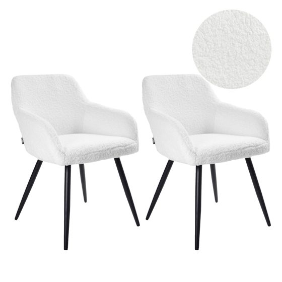 Sæt med 2 spisebordsstole CASMALIA Boucle Cremehvid
