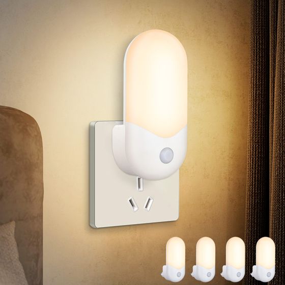 NETTLIFE børne-natlyssæt, 4 LED'er med skumringssensor, 1 W, orienteringslys, børneværelse, natlampe