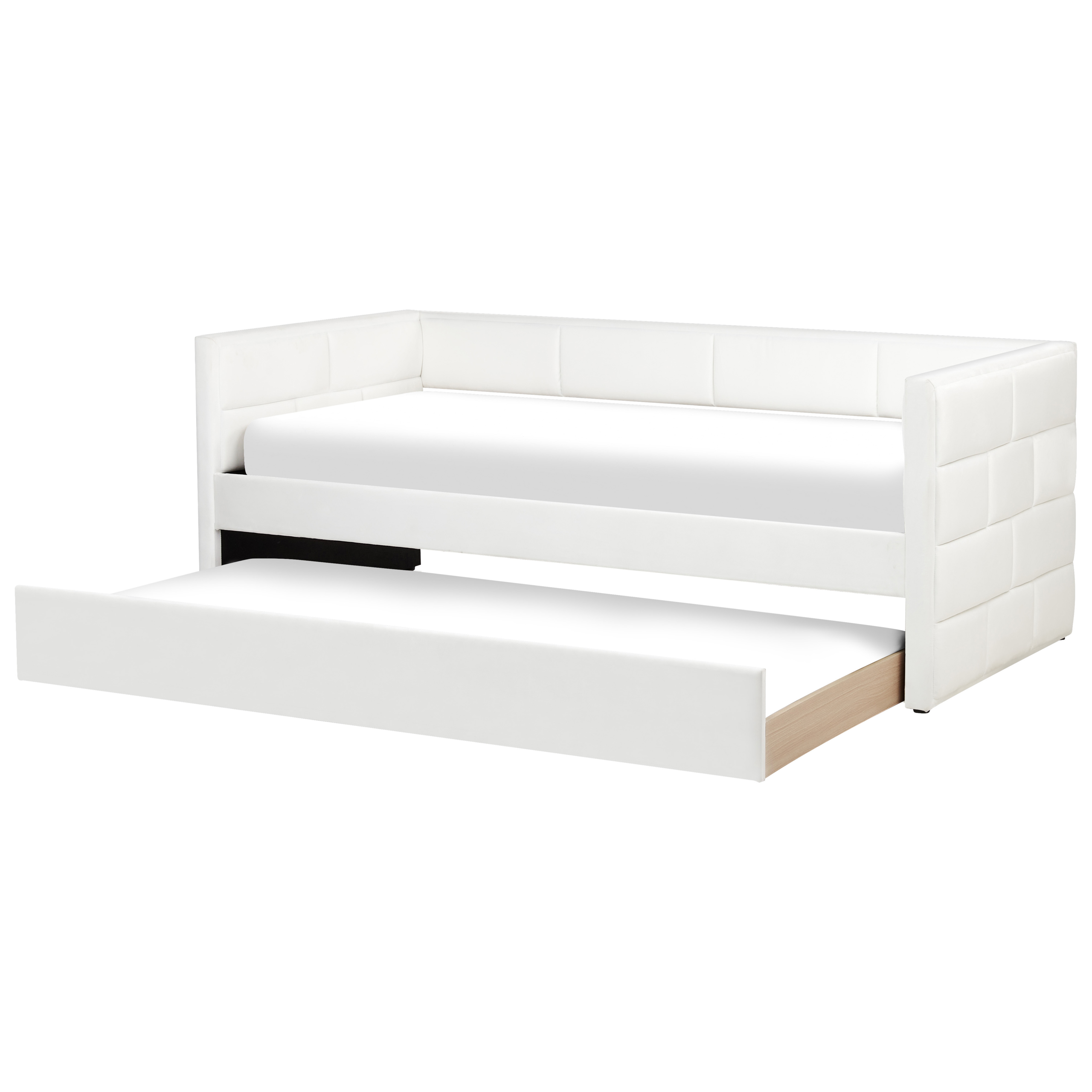 Udtræksseng Velour CHAVONNE 90 x 200 cm Cremehvid