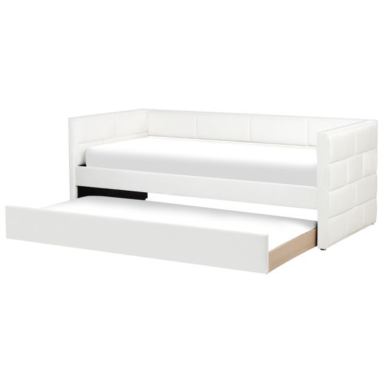 Udtræksseng Velour CHAVONNE 90 x 200 cm Cremehvid