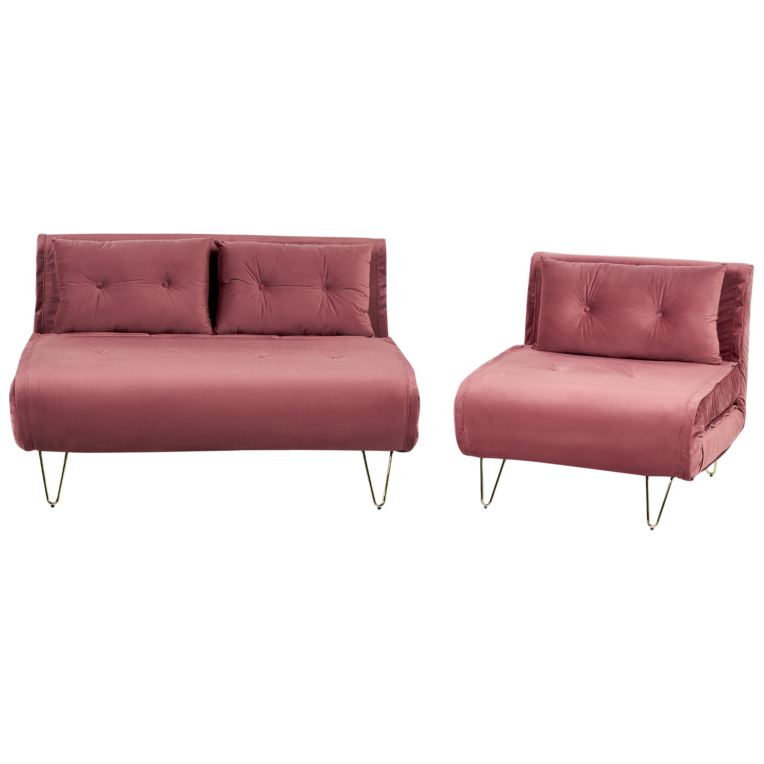 Sofasæt 3 personers VESTFOLD Velour Lyserød