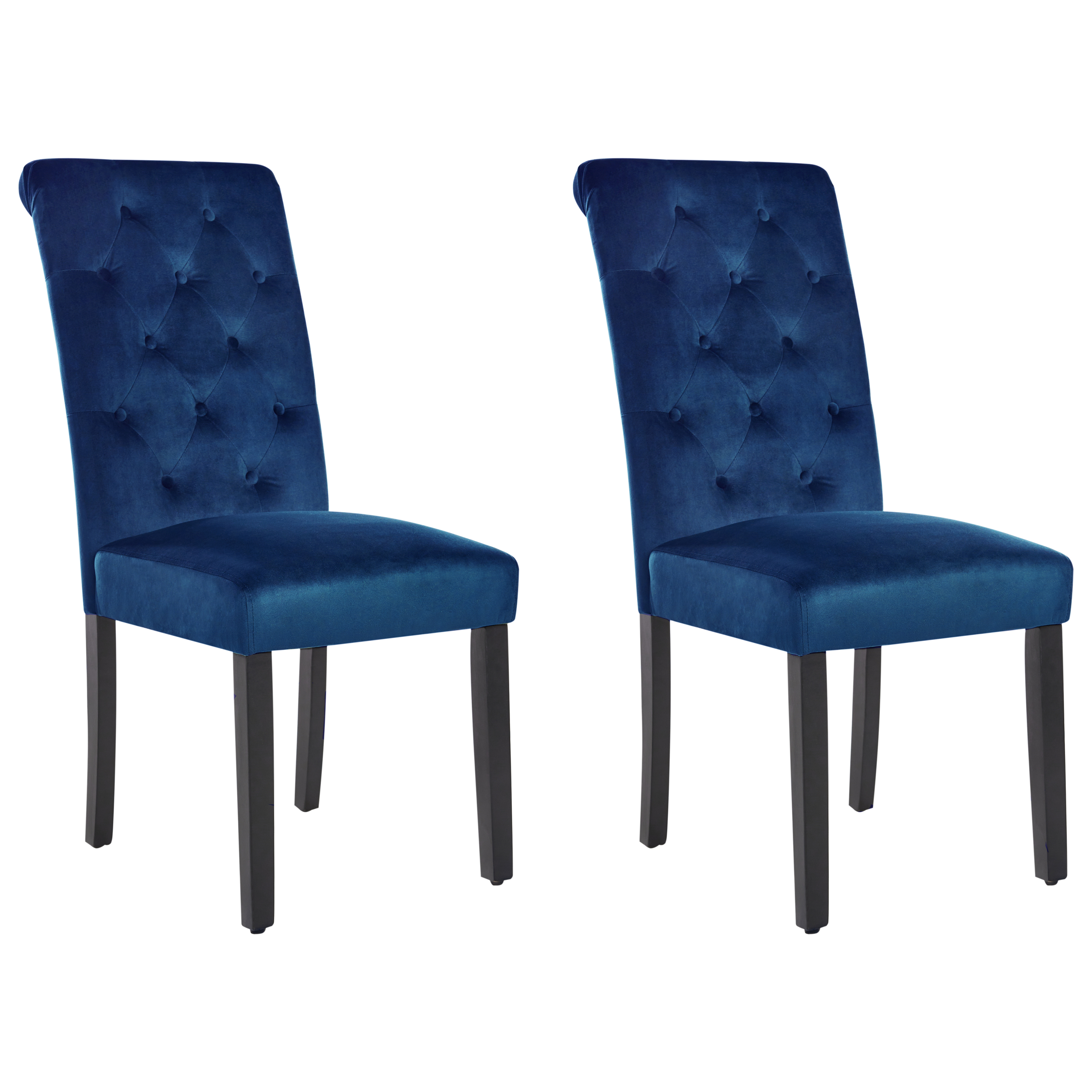 Sæt med 2 spisebordsstole VELVA Velour Mørkeblå