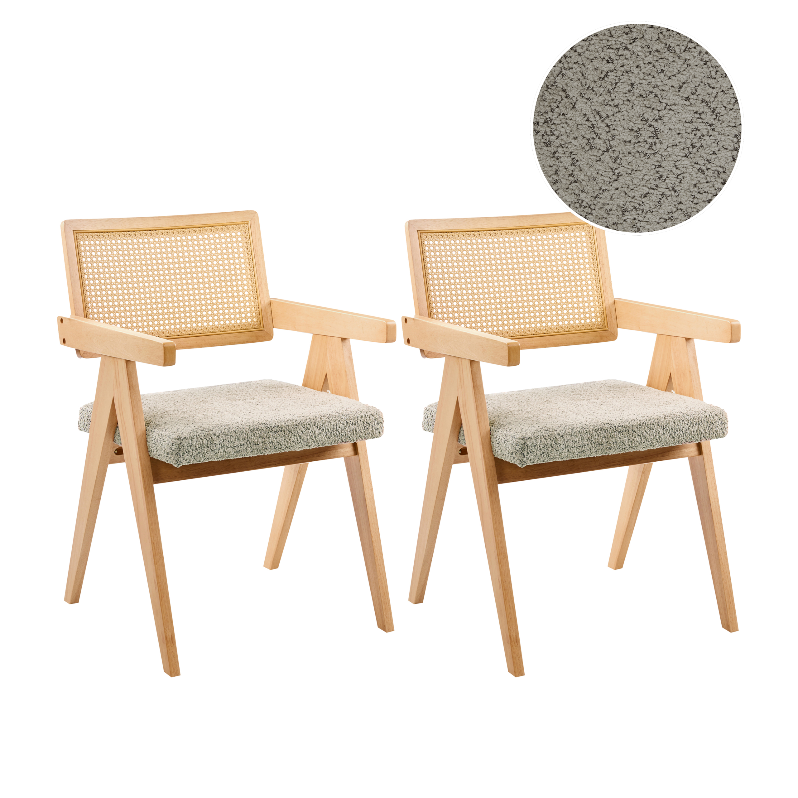 Sæt med 2 spisebordsstole AVA Træ Lysebrun/taupe