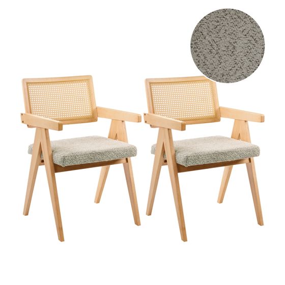 Sæt med 2 spisebordsstole AVA Træ Lysebrun/taupe
