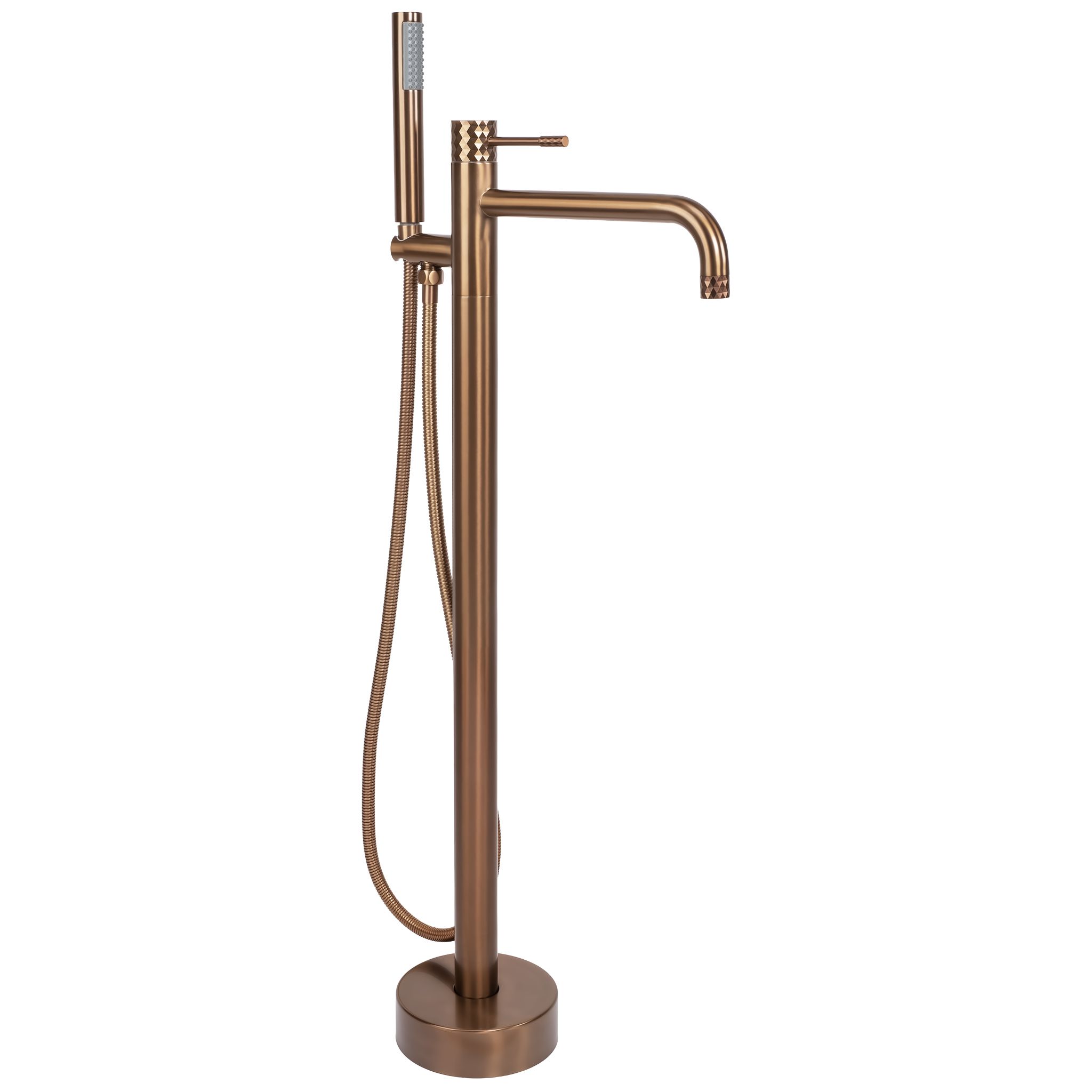 REA gulvmonteret badekarsarmatur Lungo Diamond , Børstet kobber, 23,5x16x88cm