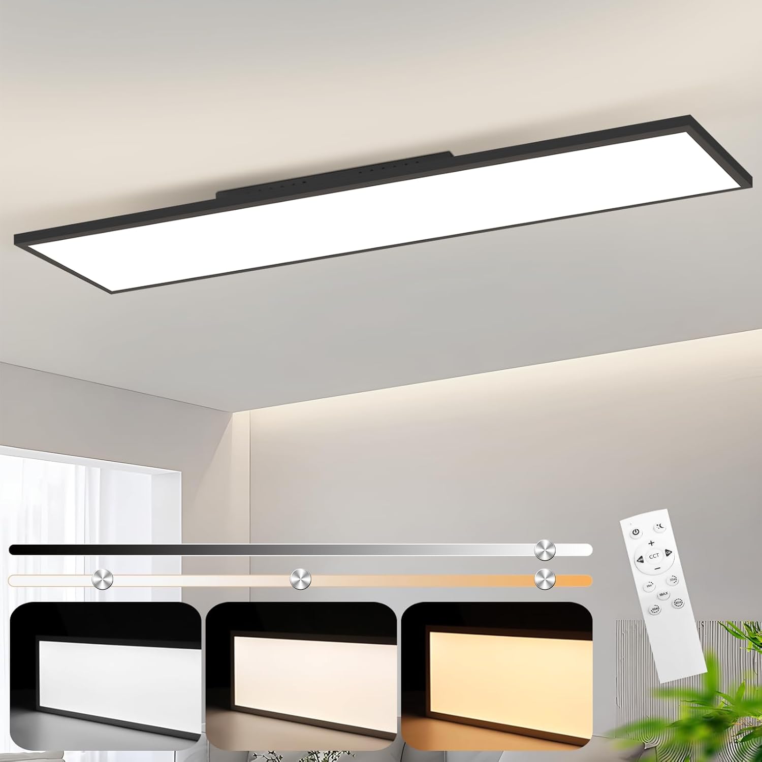 NETTLIFE LED - loftlampe, 120 x, 30 - DæmpbarLoftpanel, lang, dagslyslampe, flad, bordlampe Med fjernbetjening, 40W