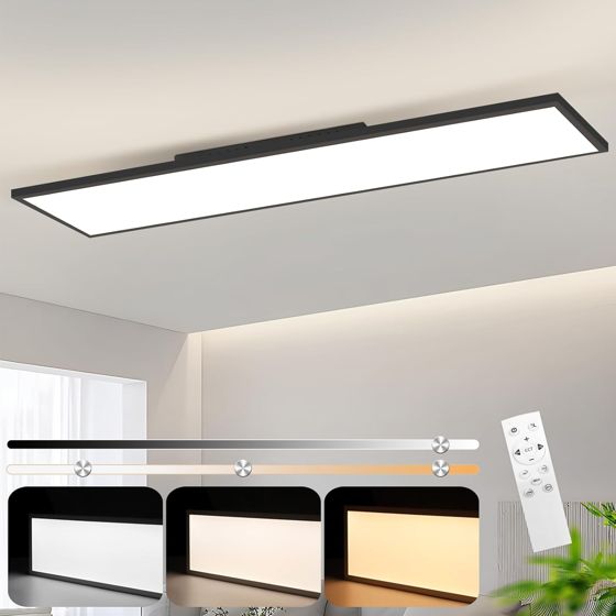 NETTLIFE LED - loftlampe, 120 x, 30 - DæmpbarLoftpanel, lang, dagslyslampe, flad, bordlampe Med fjernbetjening, 40W