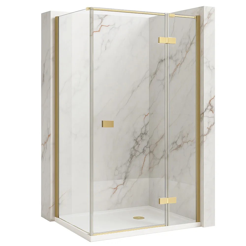 REA brusekabine Atlas 80x100 Venstre Børstet guld, 80x100x200cm