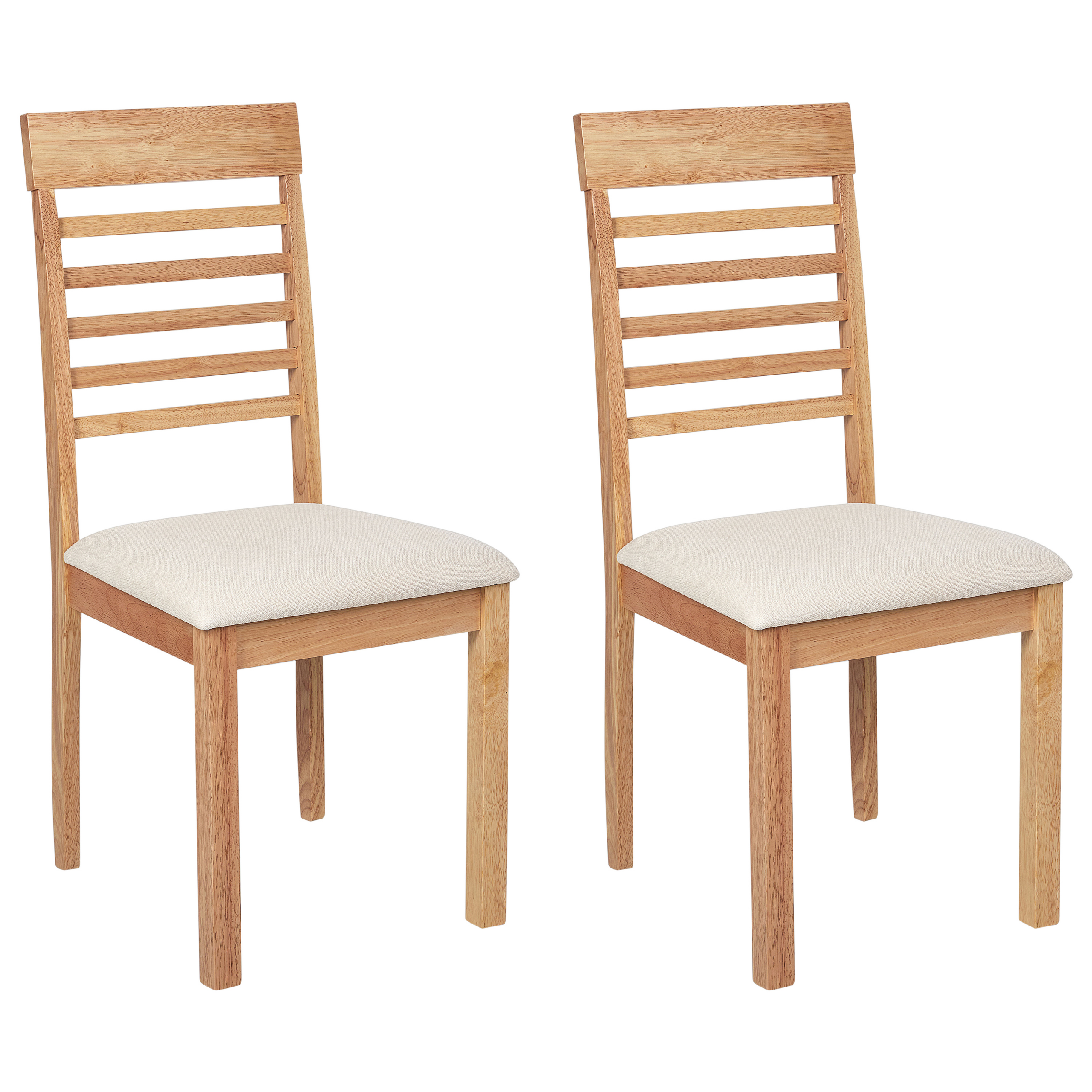 Sæt med 2 spisebordsstole ORTLEY Træ Lysebrun/beige