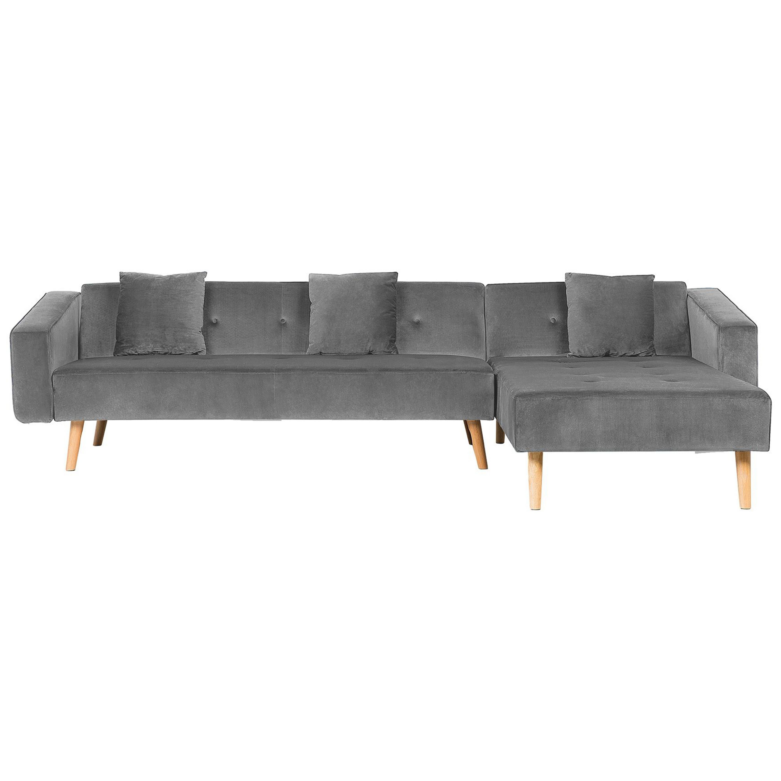 Hjørnesovesofa 4 personers VADSO Velour Grå Venstrevendt