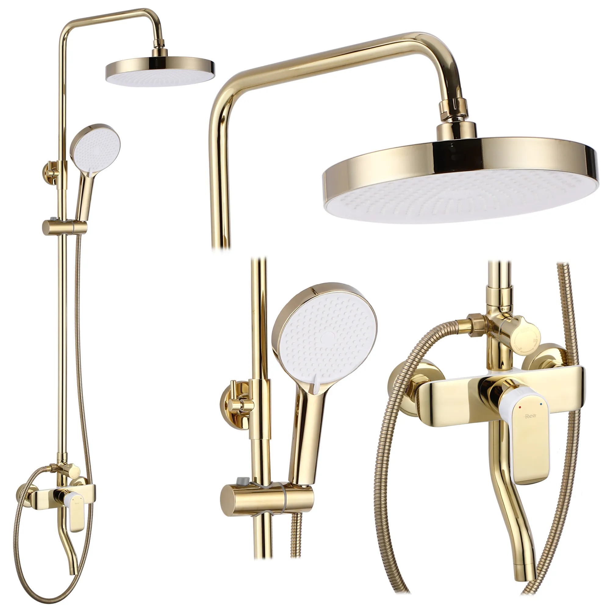 REA brusesæt MY1805-77WG BLOOM Hvid/Guld, 45x25x144cm