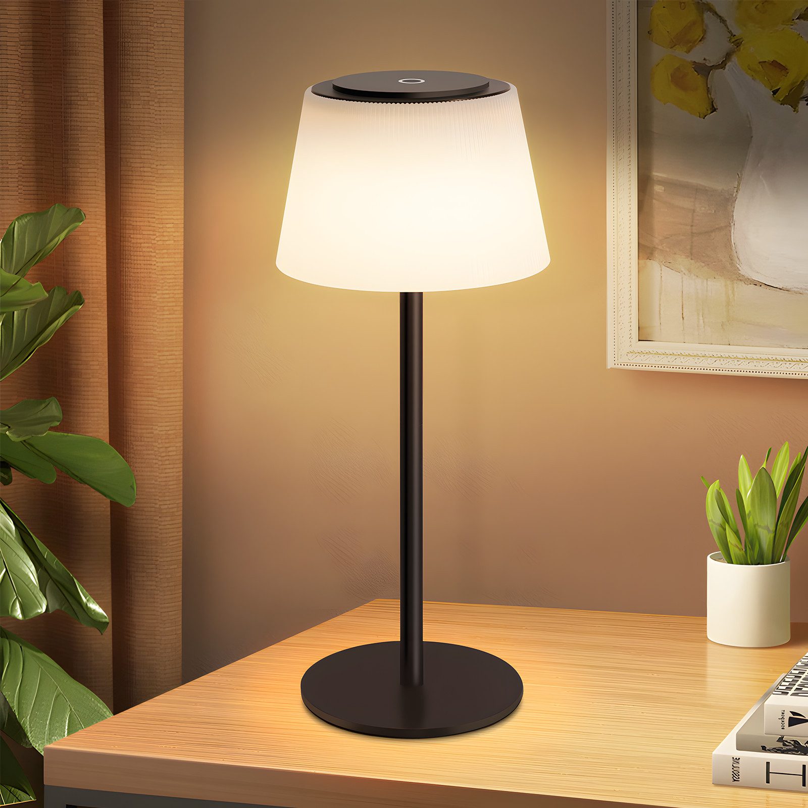 NETTLIFE Trådløs LED-sengelampe, USB-genopladelig, Touch, Dæmpbar, Sort, 3600mAh