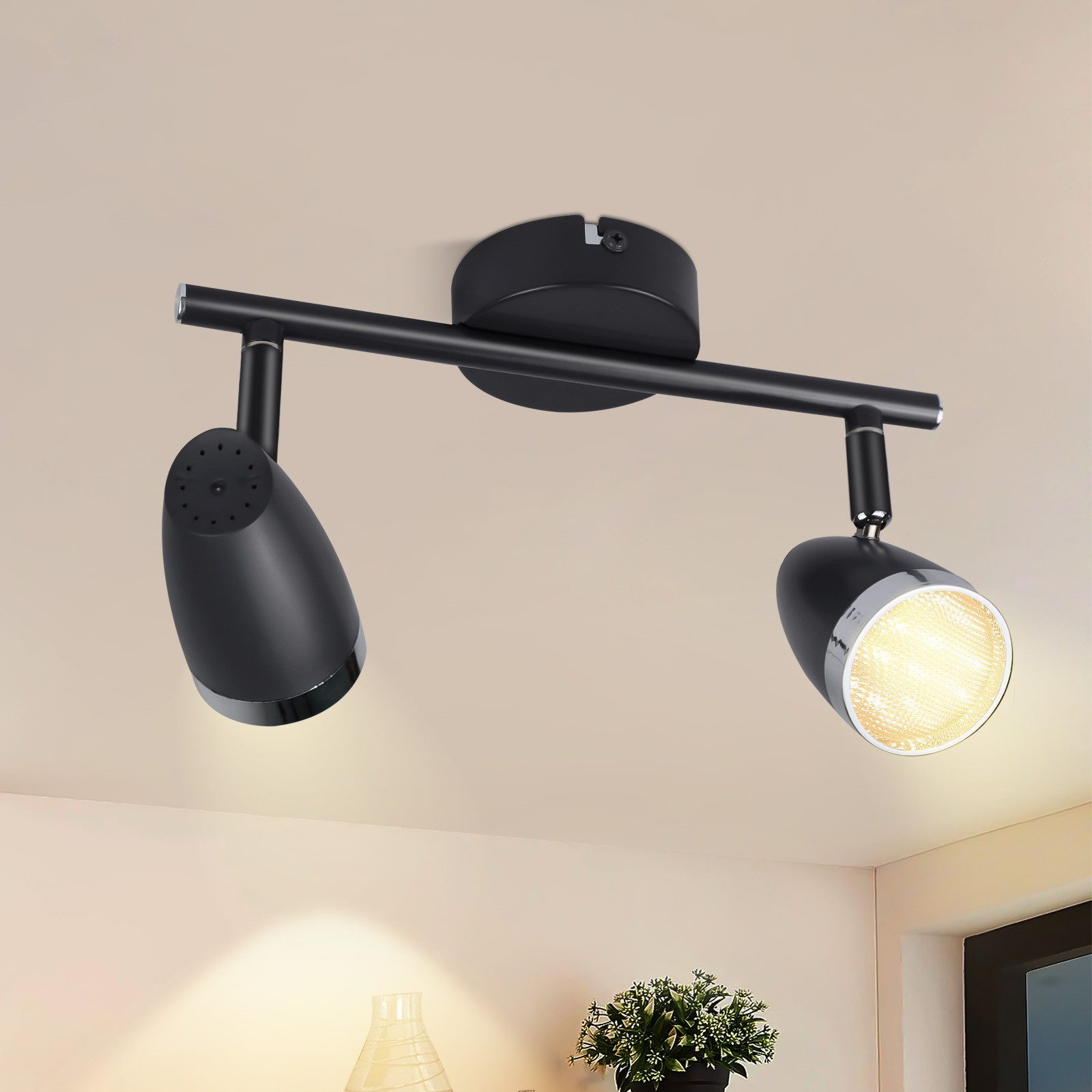 NETTLIFE moderne LED loftspotlight 2 lamper 4W sort 3000K justerbar 350°