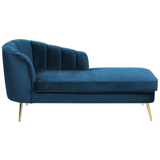 Venstrevendt chaiselong ALLIER Velour Navy Blå