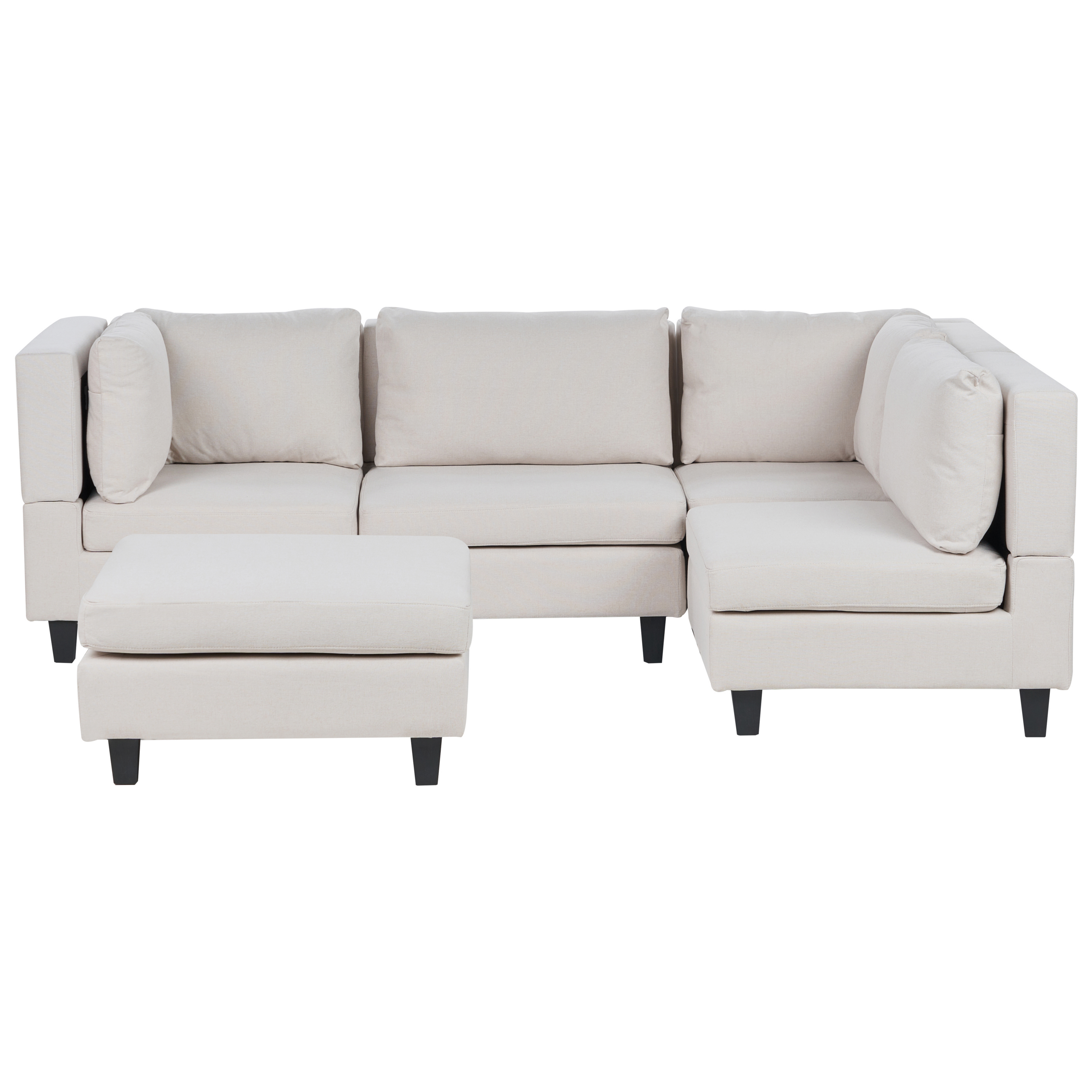 Hjørnesofa modul 4 personers UNSTAD med fodskammel Lys Beige Venstrevendt
