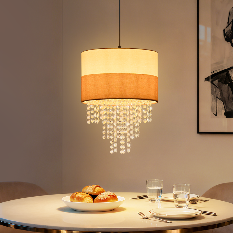 NETTLIFE bordbaldakinlampe vintage - tre-grenet stofophæng e27, retro hvid skærm til spisestue