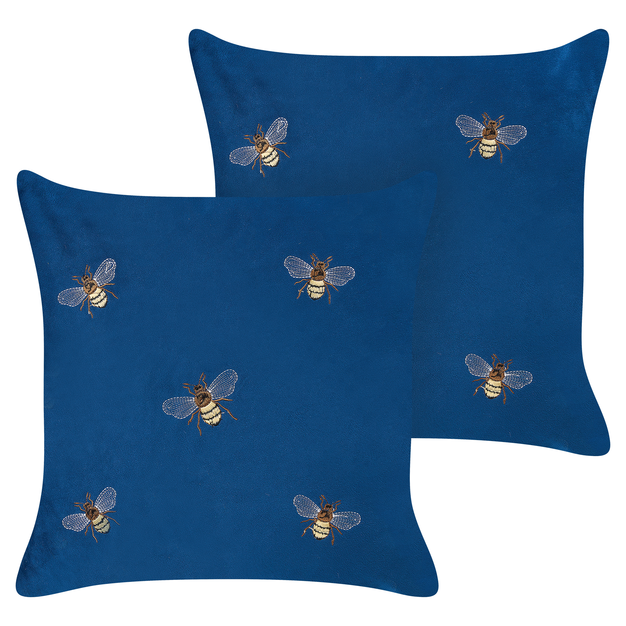 Sæt af 2 pyntepuder TALINUM 45 x 45 cm Velour Blå Dyremønster