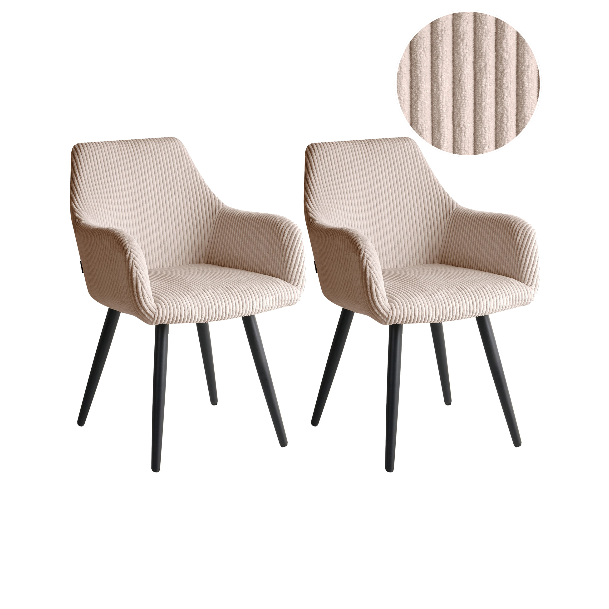 Sæt med 2 spisebordsstole MORI Fløjl Beige