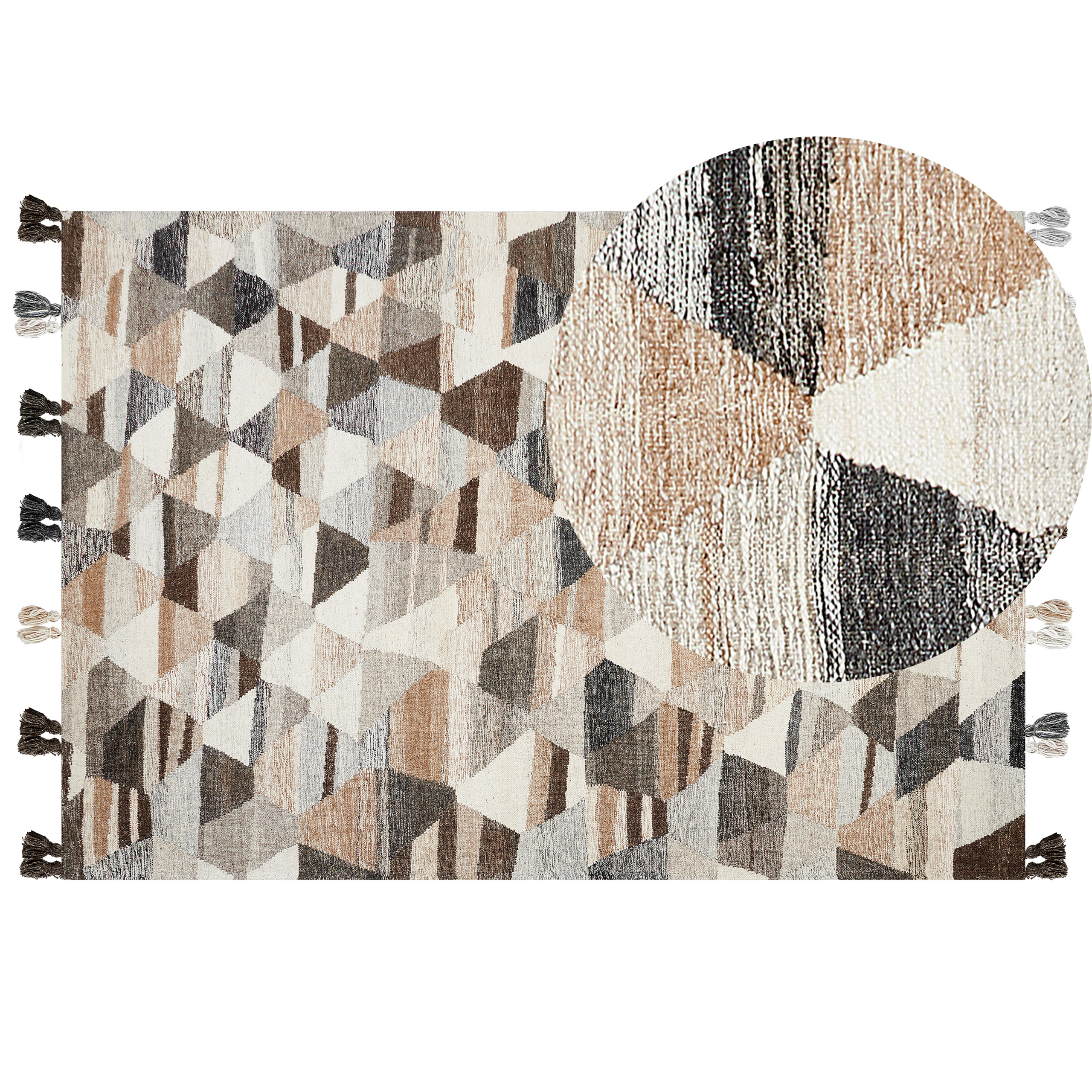 Gulvtæppe ARGAVAND Beige 160 x 230 cm Kelim Uld