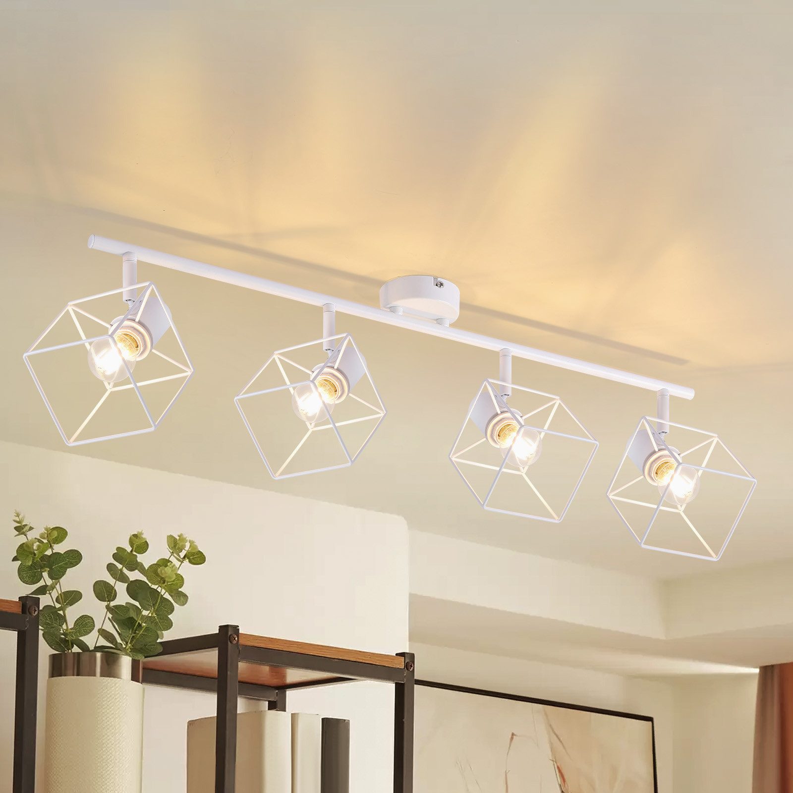 NETTLIFE sort loftspotlight E14 350° roterende loftslampe vintage - metal til stue justerbar uden pære