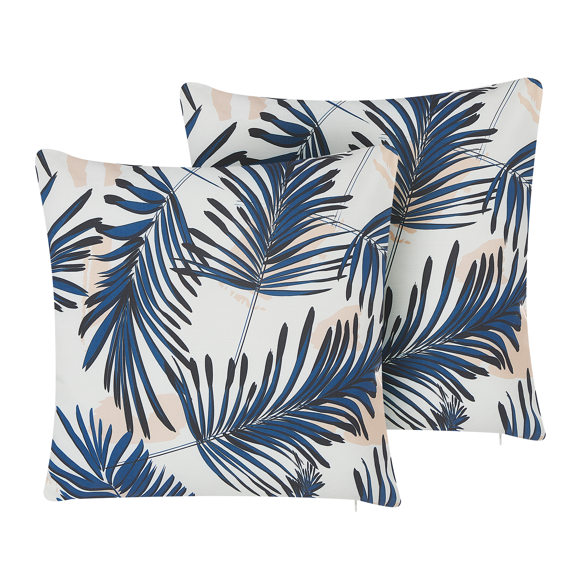 Sæt af 2 havehynder ELATI Plante mønster 45 x 45 cm Navy Blå