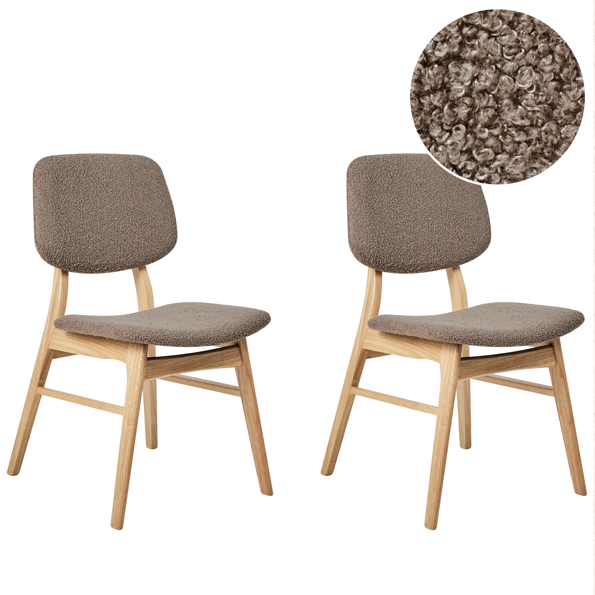 Sæt med 2 spisebordsstole ELAINE Boucle Lysebrun/taupe