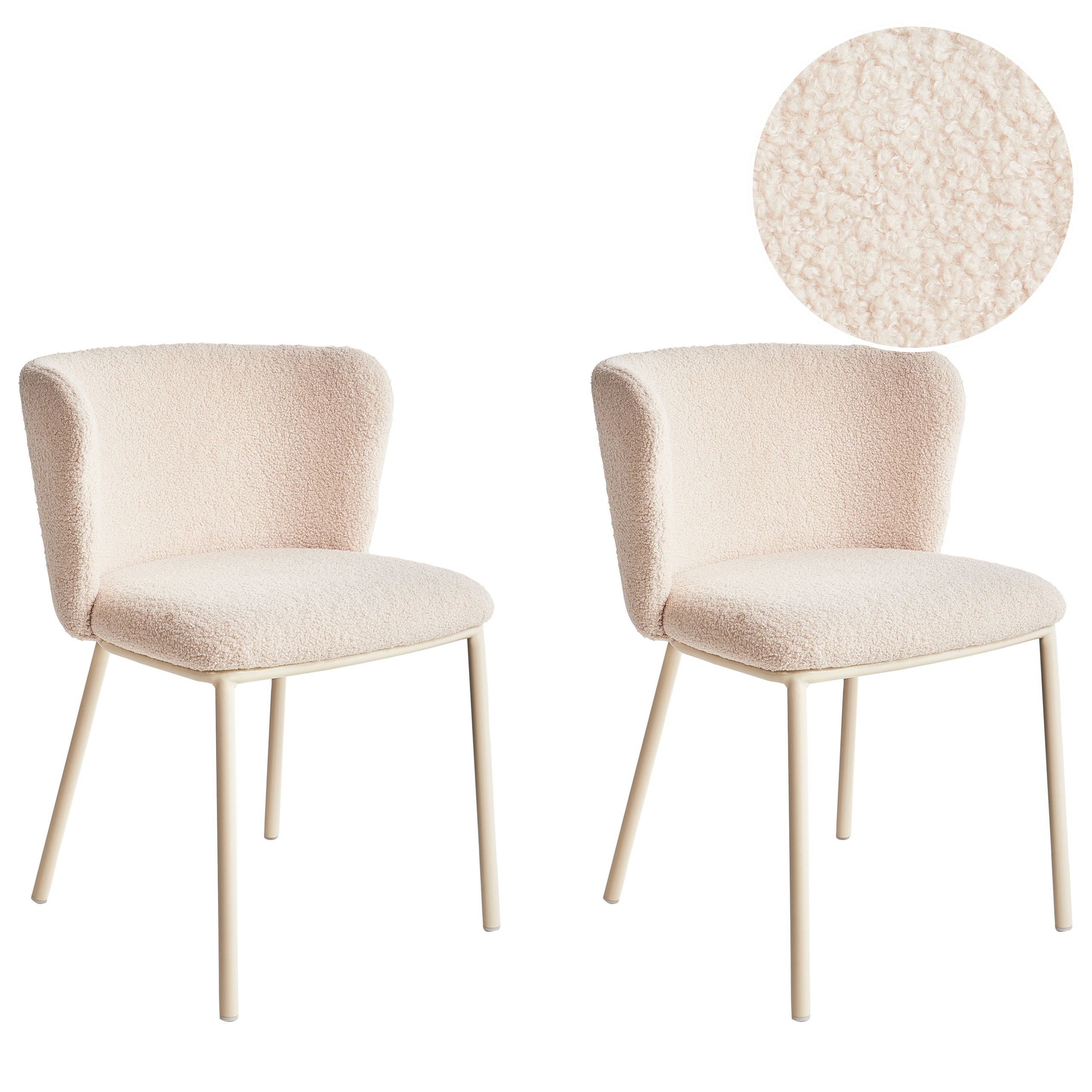 Sæt med 2 spisebordsstole MINA II Boucle Lys Beige