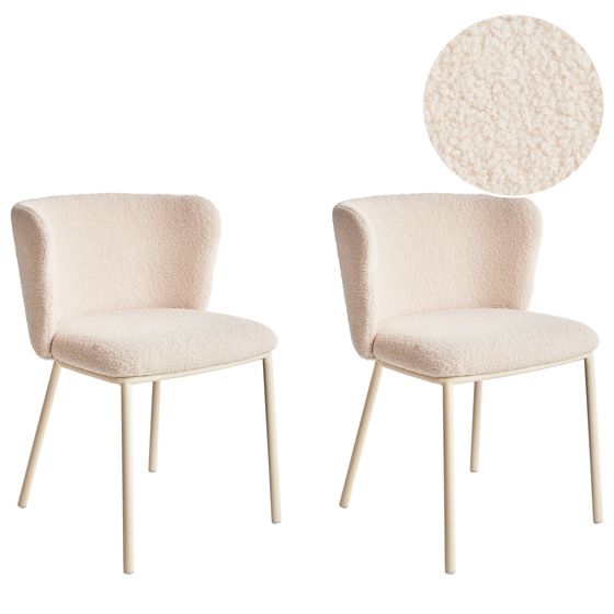 Sæt med 2 spisebordsstole MINA II Boucle Lys Beige